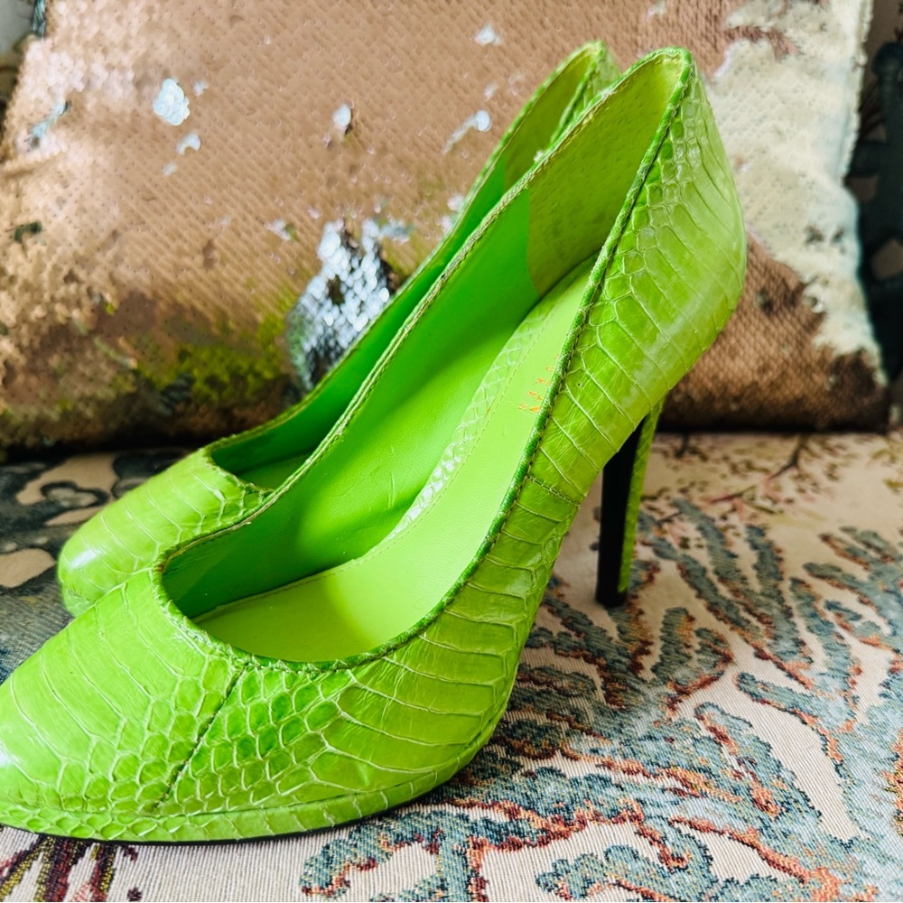 Ralph Lauren Lime Green Snakeskin Women's Heels